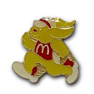 McDonald’s Pin Yellow Running Bunny 1990s Sports Rabbit Metal Lapel Pin